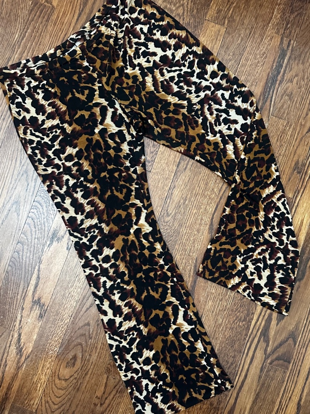 Vintage Y2K Leopard Print Sheer Mesh Flare Pants Bell Bottoms Animal Print